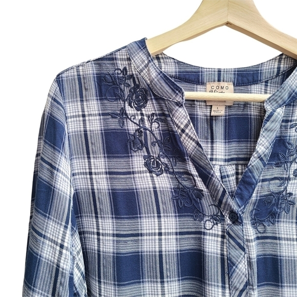 Como Vintage Plaid Button-down with Metallic Threading, Size Large - Picture 3 of 10